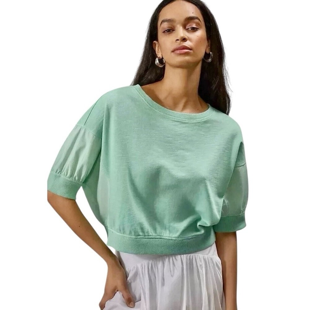 Anthropologie Pilcro Cropped Oversized Batwing Mint Green Women's Top Size Large